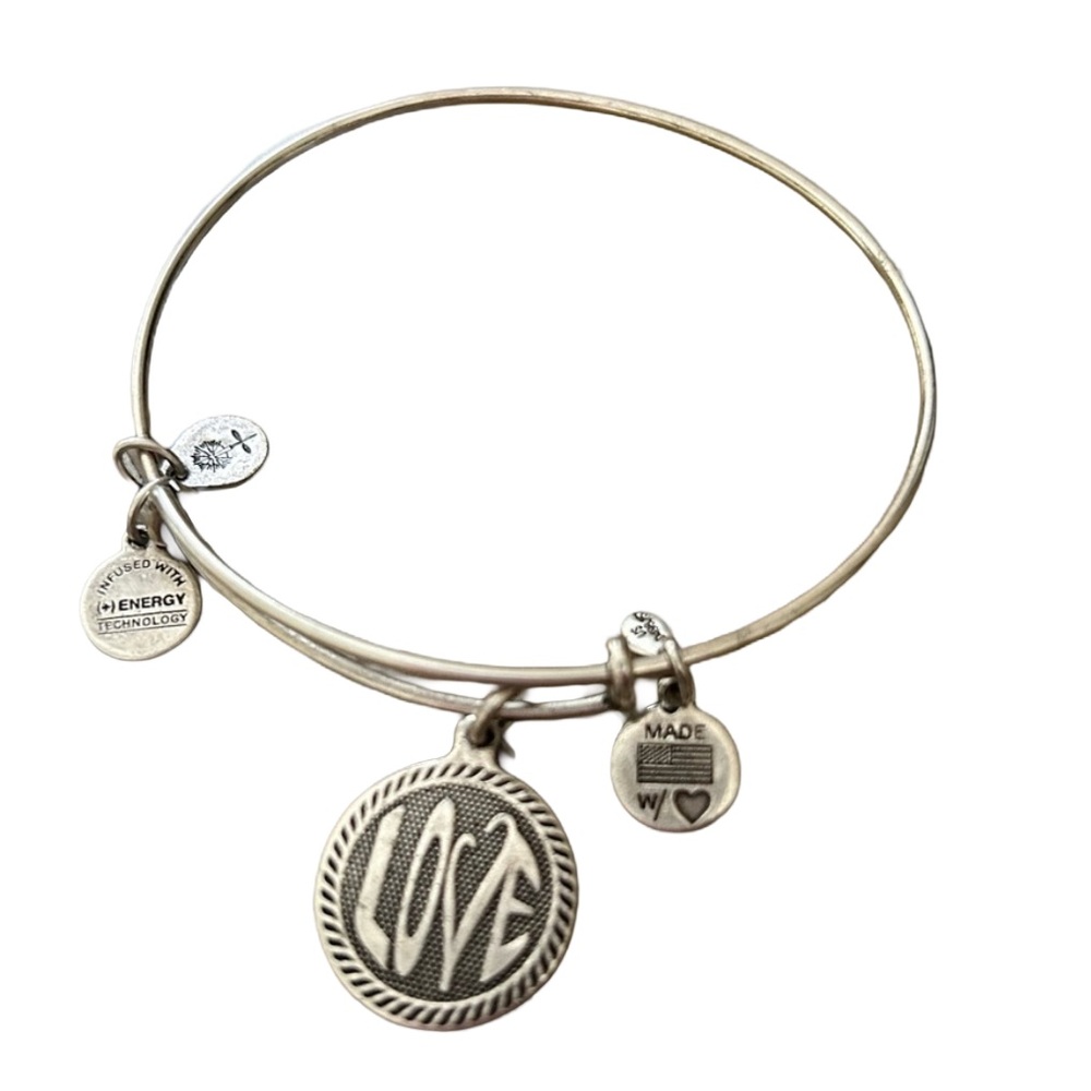 Alex and Ani silver tone LOVE bangle bracelet with Charm 2014 Valentine’s Day